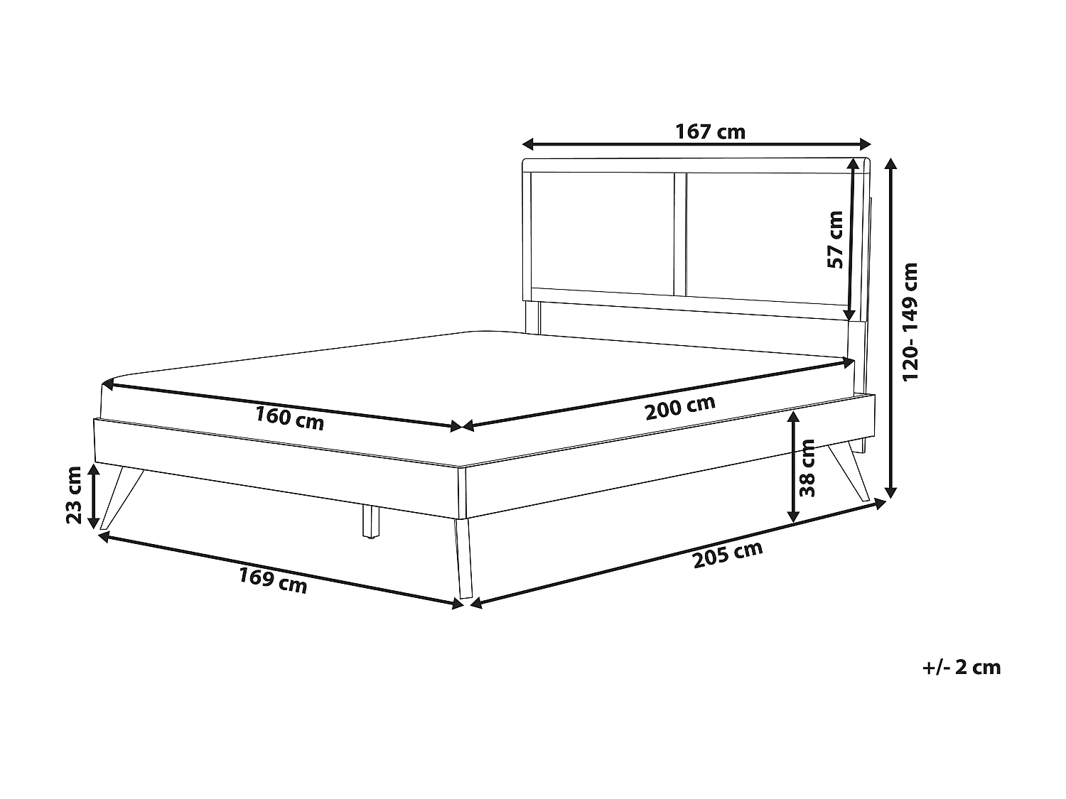 Lit avec sommier ISTRES 160 x 200 cm Frêne foncé