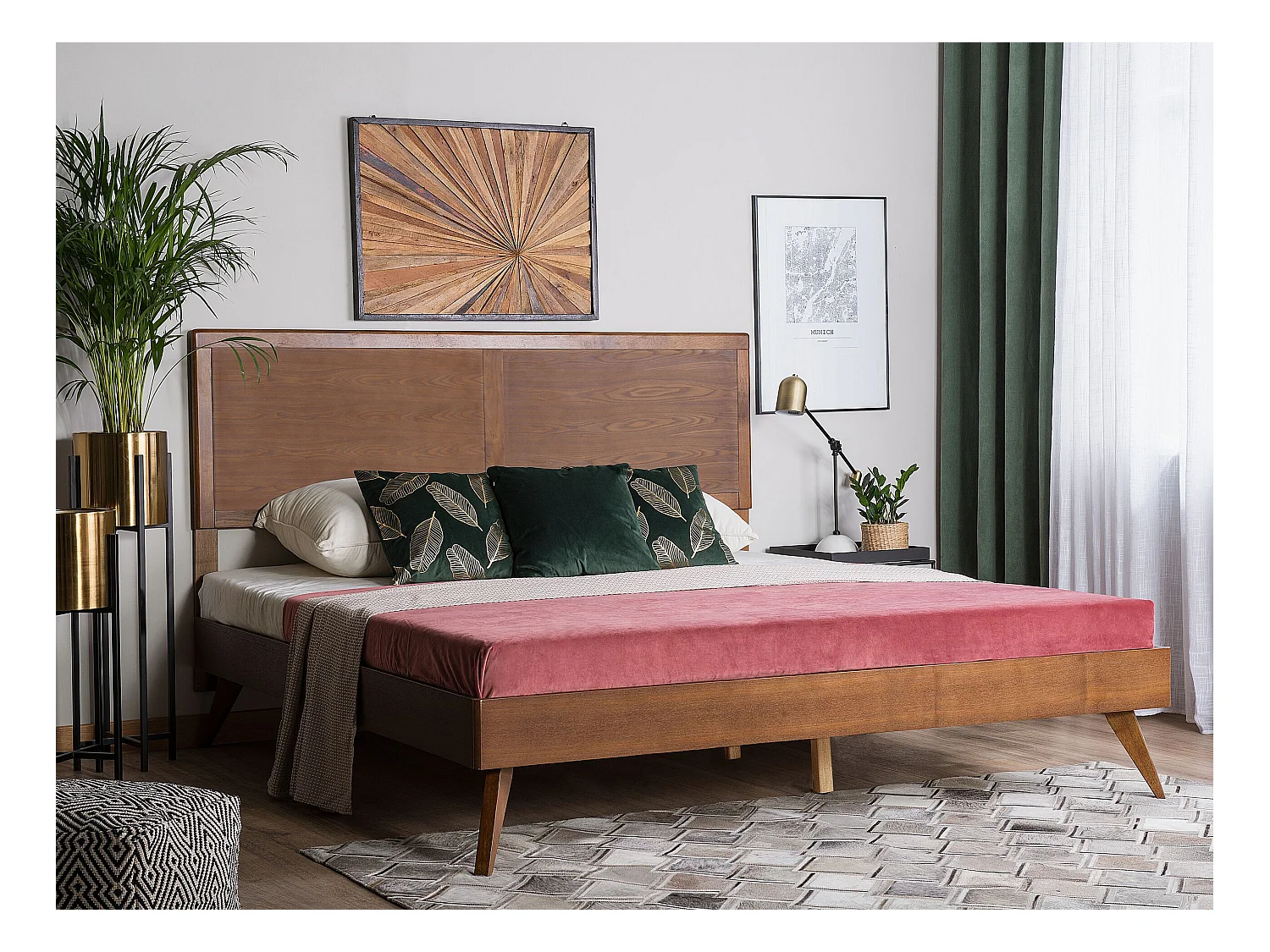 Lit avec sommier ISTRES 160 x 200 cm Frêne foncé