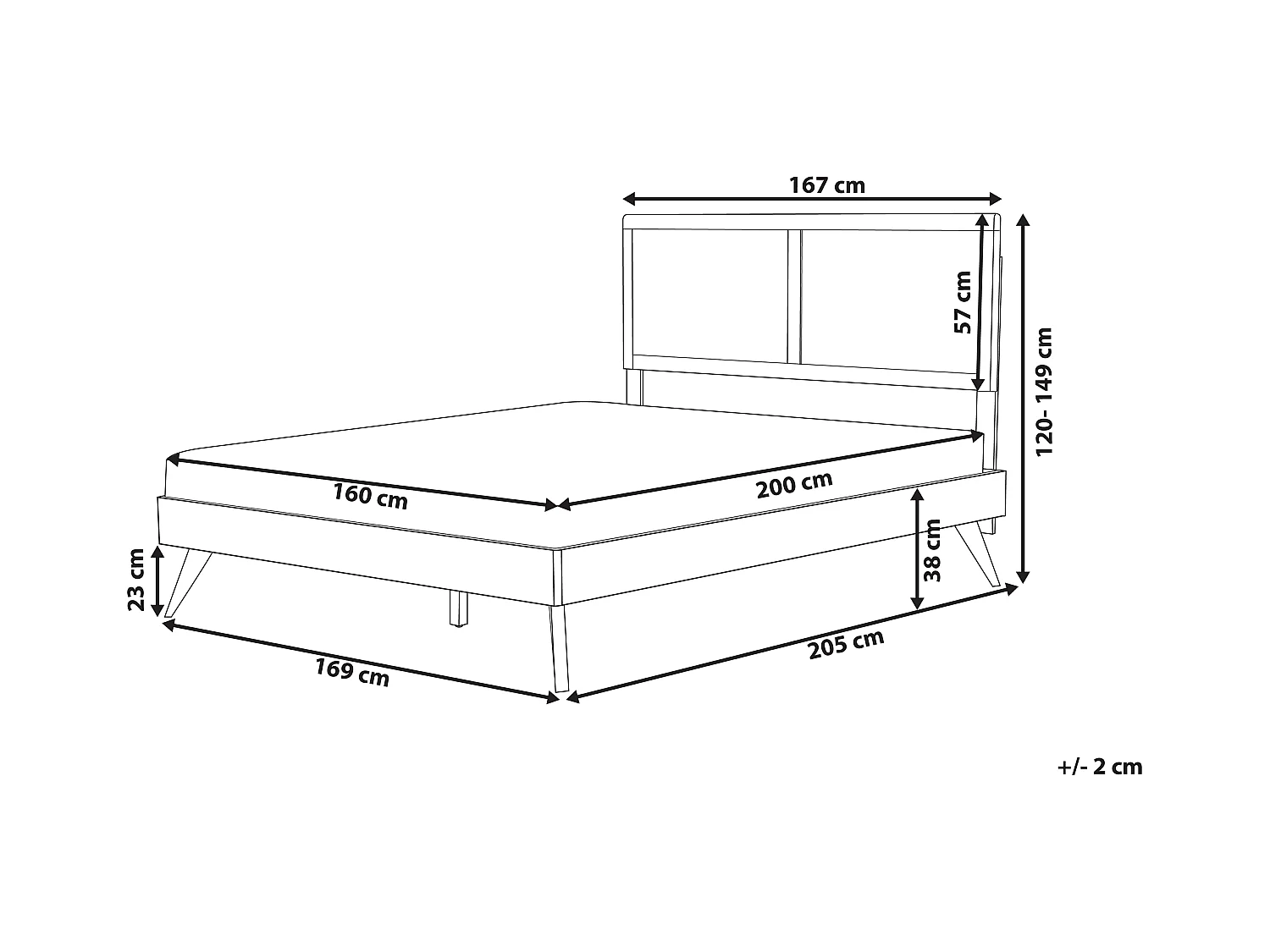 Lit avec sommier ISTRES 160 x 200 cm Frêne foncé