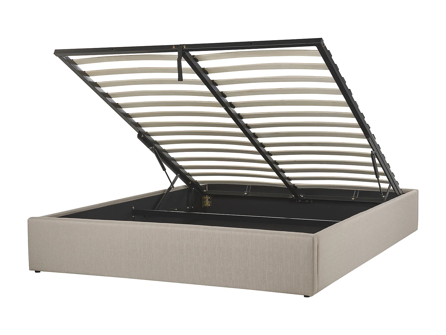 Lit ottoman sans tête de lit Tissu DINAN 160 x 200 cm Marron clair