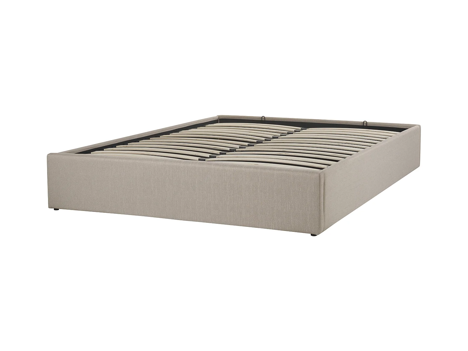 Lit ottoman sans tête de lit Tissu DINAN 160 x 200 cm Marron clair