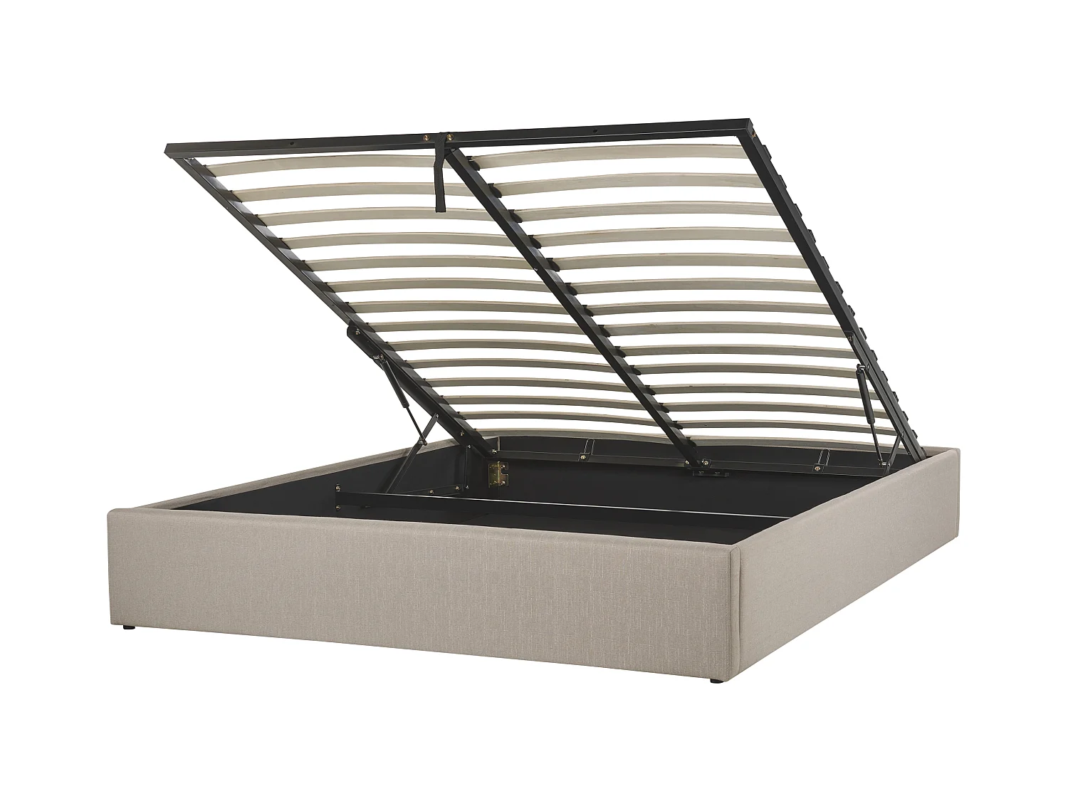 Lit ottoman sans tête de lit Tissu DINAN 160 x 200 cm Marron clair