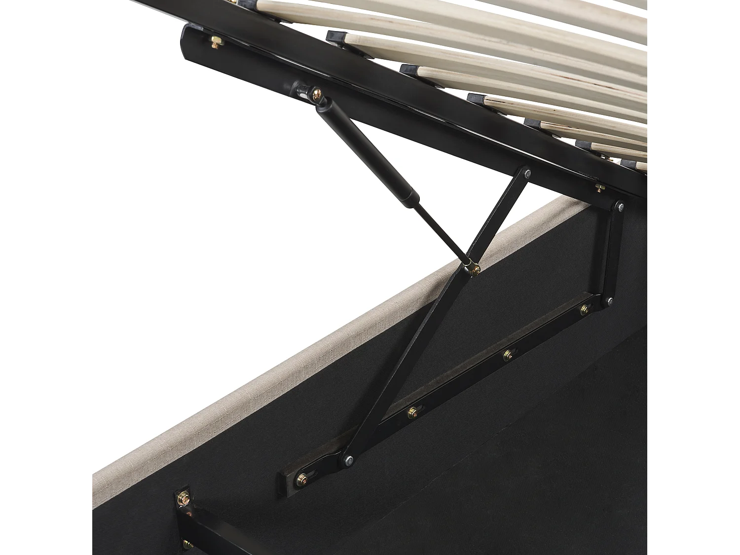 Lit ottoman sans tête de lit Tissu DINAN 160 x 200 cm Marron clair