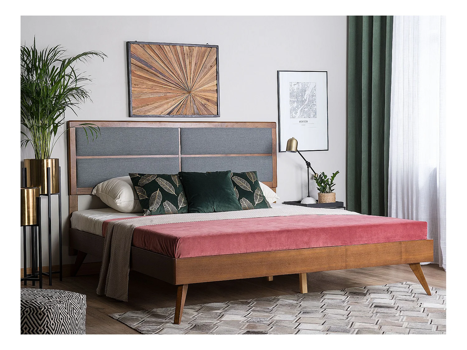 Bed POISSY 160 x 200 cm Donker essenhout