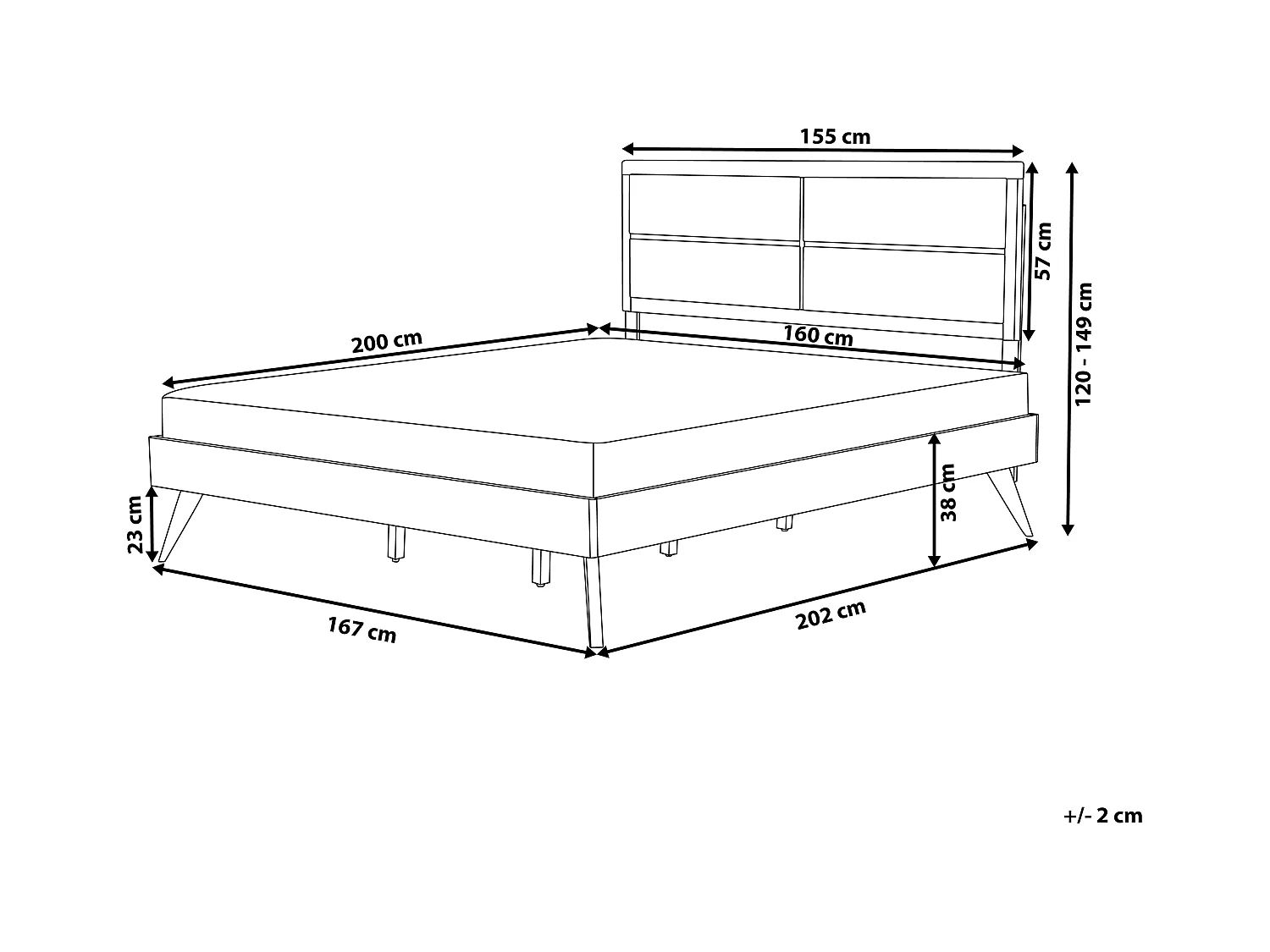 Bed POISSY 160 x 200 cm Donker essenhout