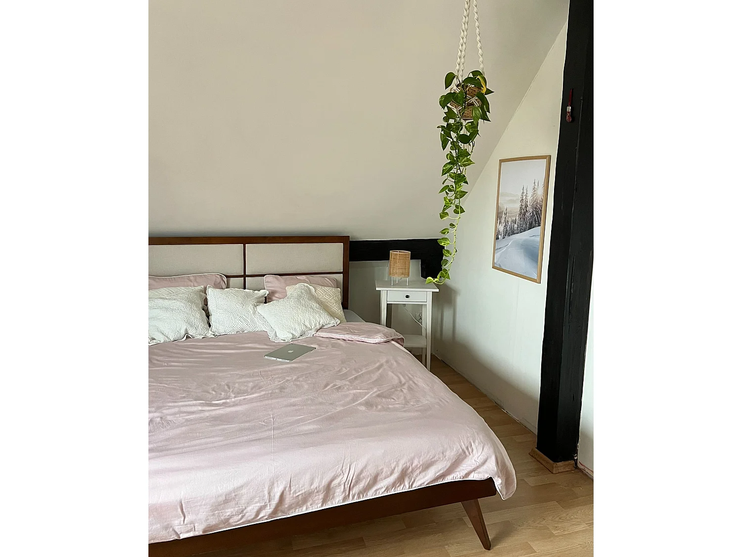 Lit avec sommier POISSY 160 x 200 cm Frêne foncé