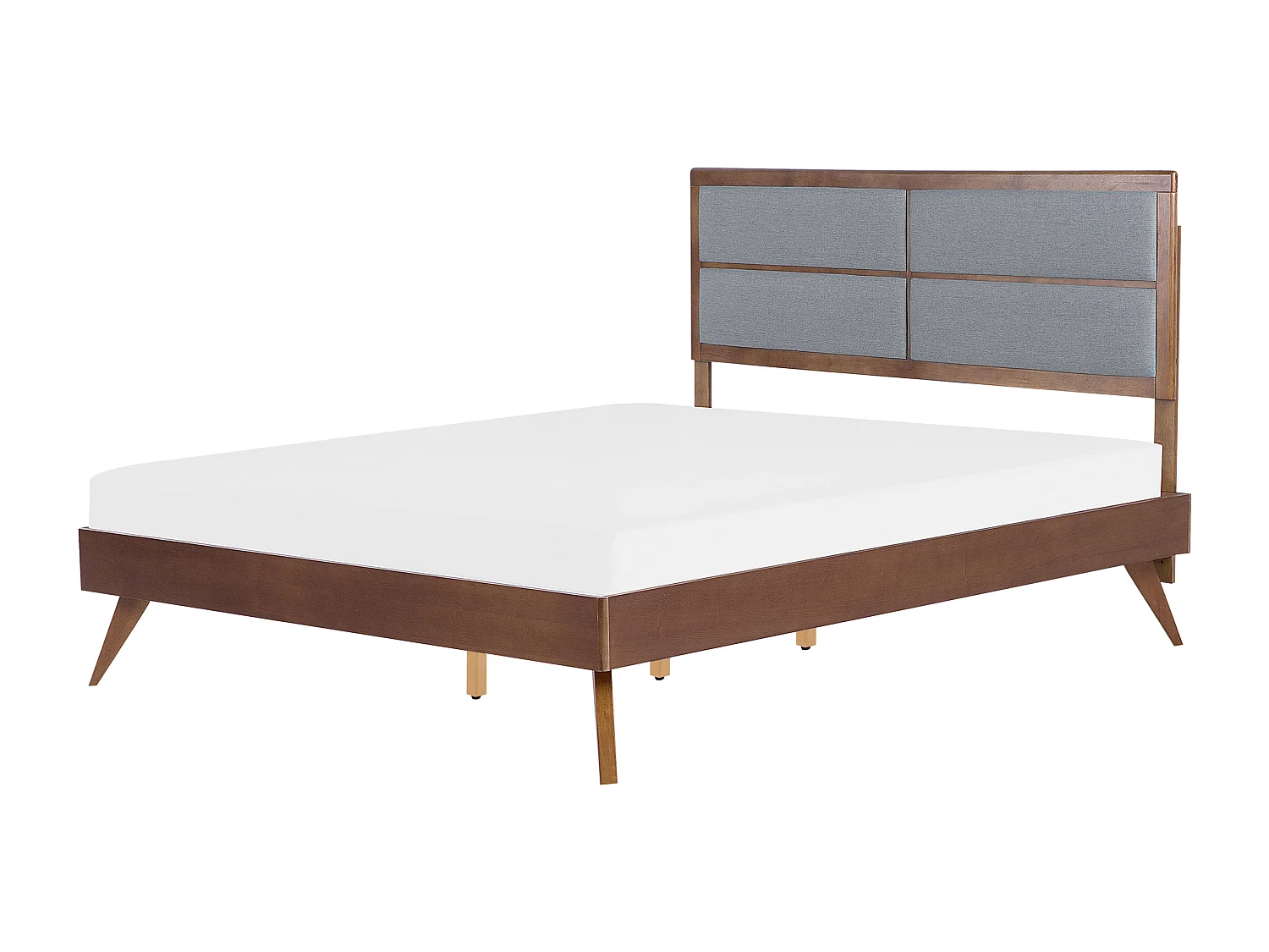 Bett Holzoptik dunkelbraun / grau mit Lattenrost 160x200cm hohes Kopfteil Poissy