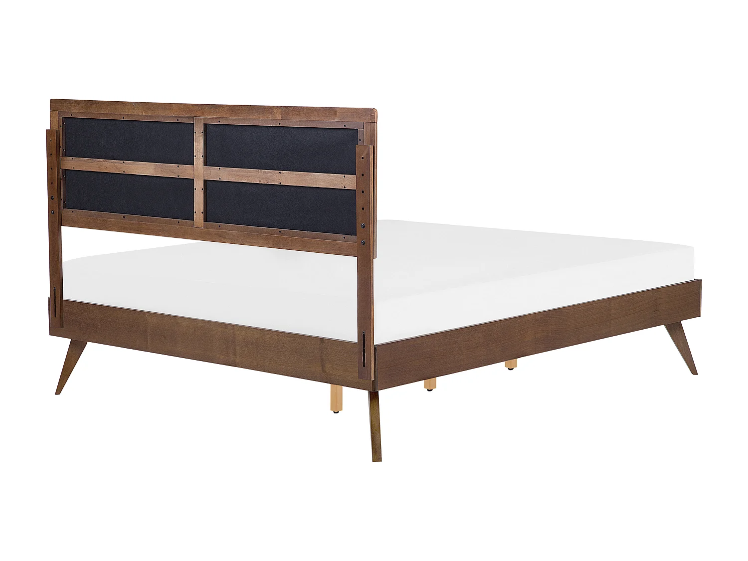 Bett Holzoptik dunkelbraun / grau mit Lattenrost 160x200cm hohes Kopfteil Poissy