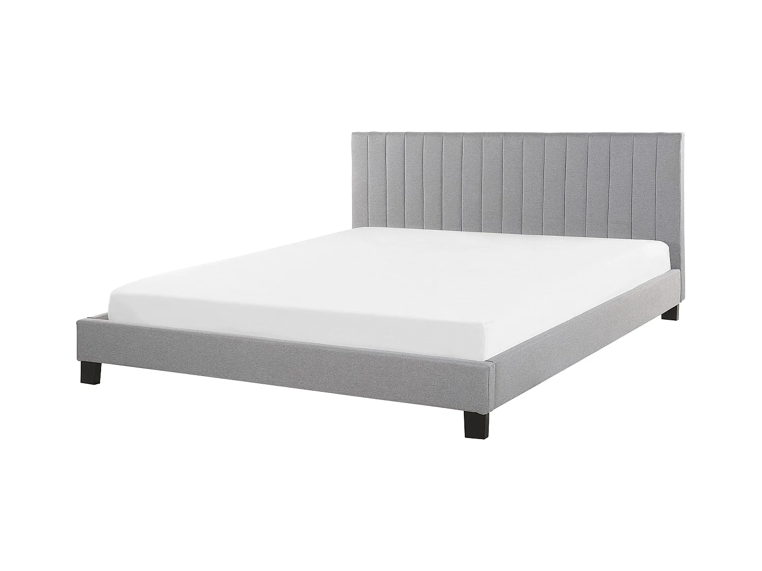 Lit avec sommier Tissu POITIERS 160 x 200 cm Gris clair