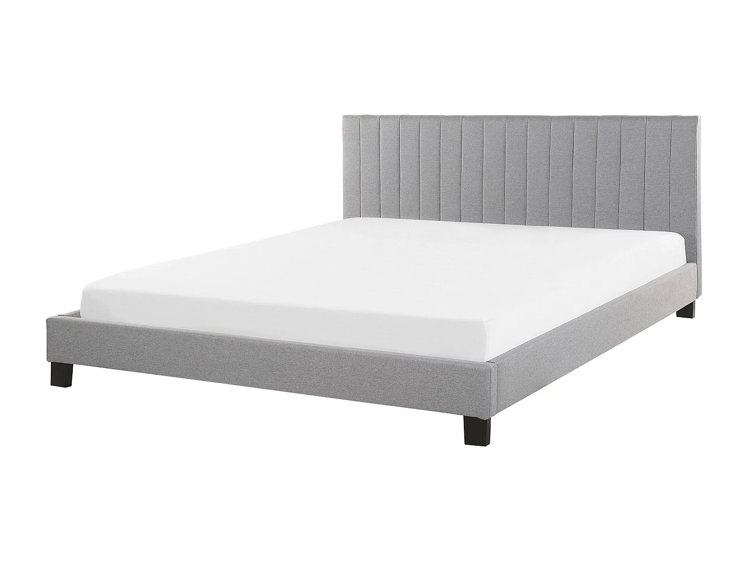 Lit avec sommier Tissu POITIERS 160 x 200 cm Gris clair