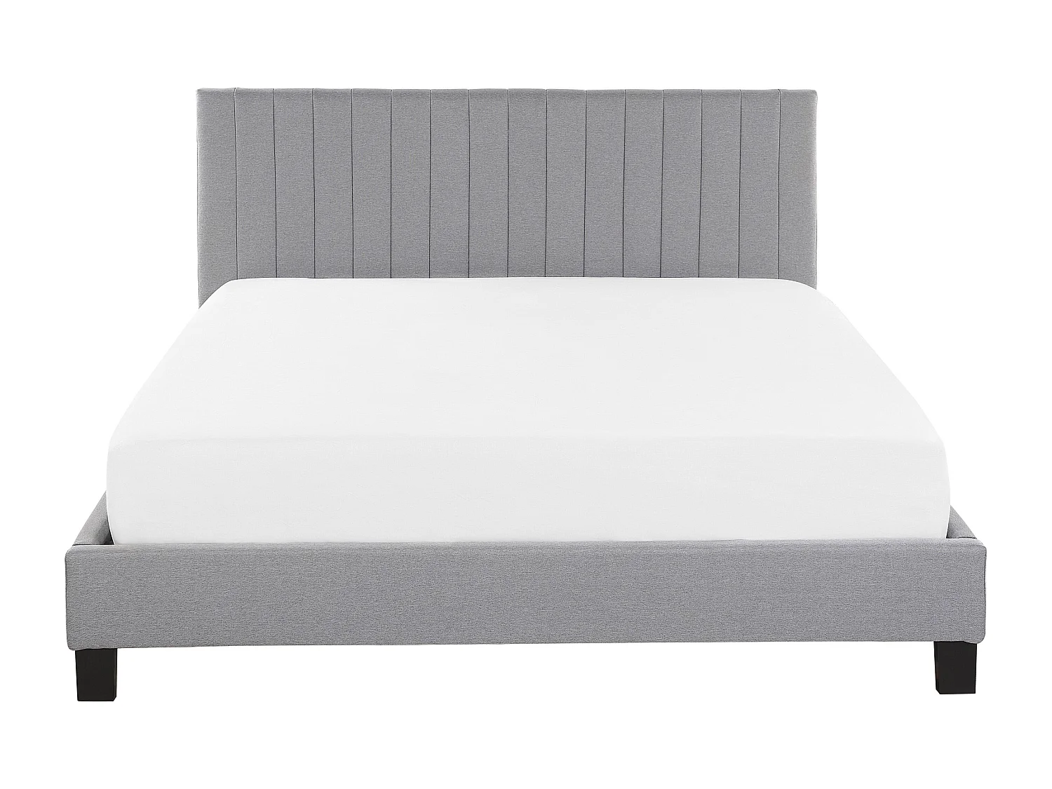 Lit avec sommier Tissu POITIERS 160 x 200 cm Gris clair