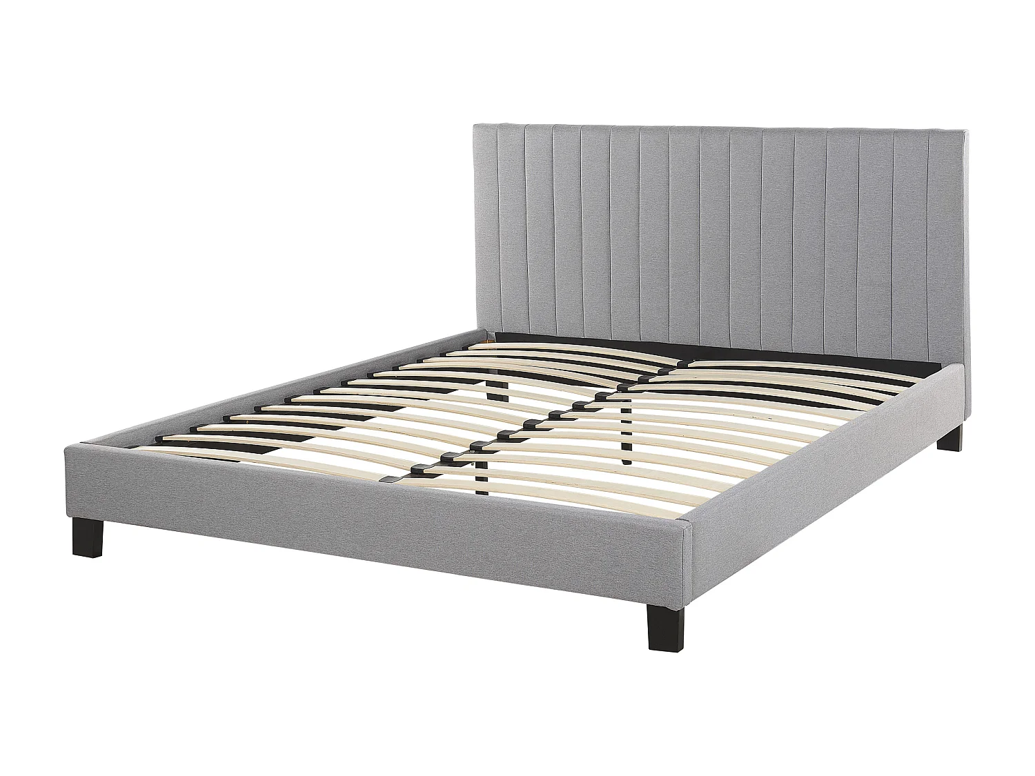 Lit avec sommier Tissu POITIERS 160 x 200 cm Gris clair