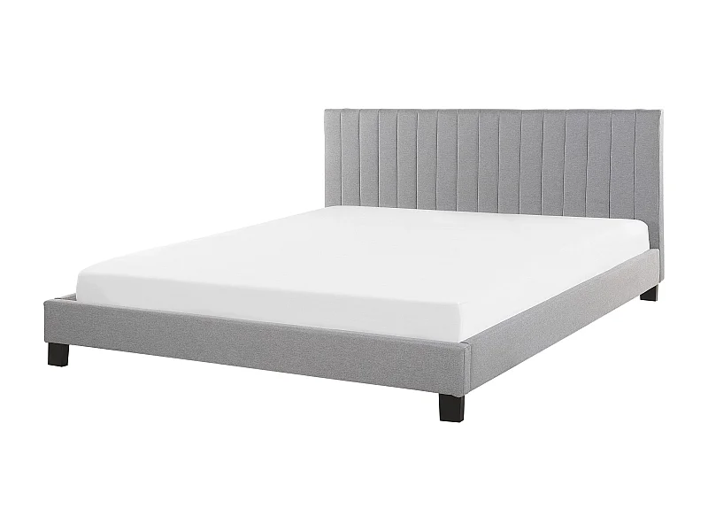Elegantes Bett Polsterbezug mit Lattenrost hellgrau 160 x 200 cm Poitiers