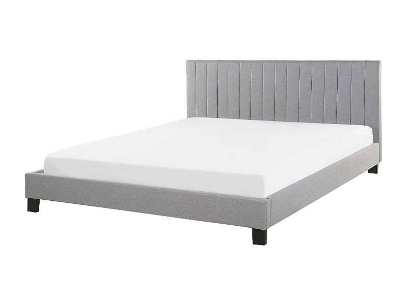 Lit avec sommier Tissu POITIERS 140 x 200 cm Gris clair