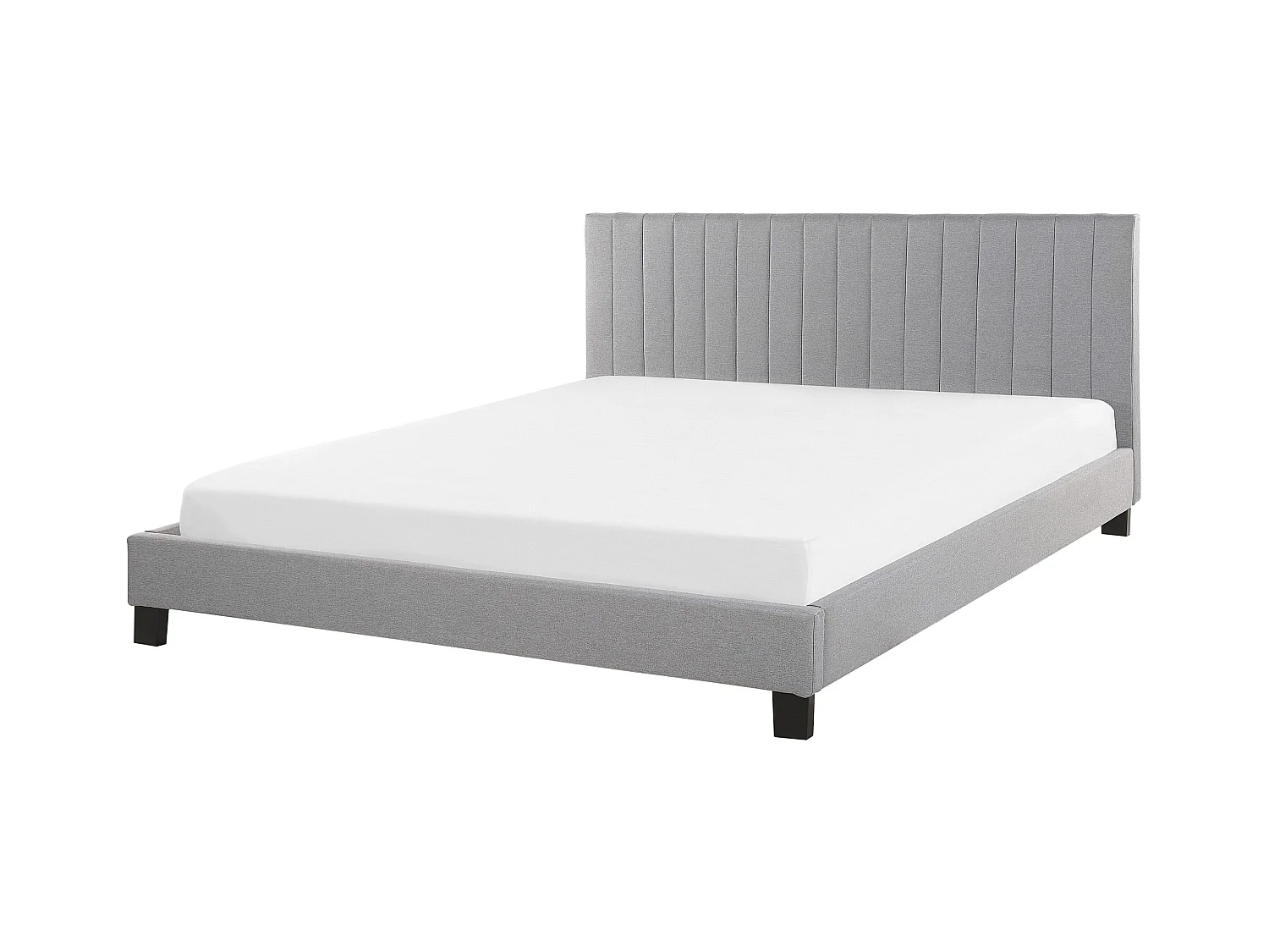 Lit avec sommier Tissu POITIERS 140 x 200 cm Gris clair