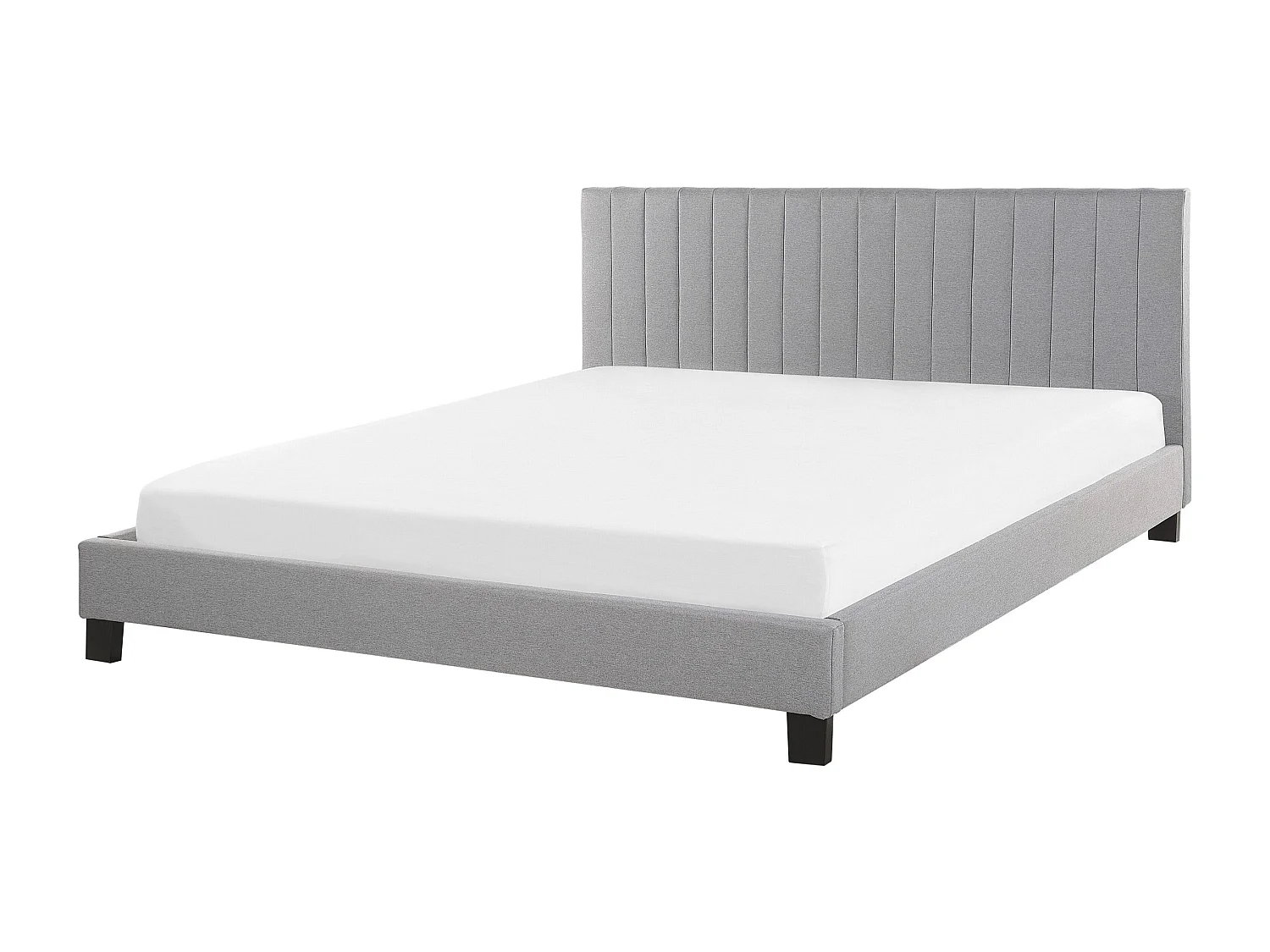Lit avec sommier Tissu POITIERS 140 x 200 cm Gris clair