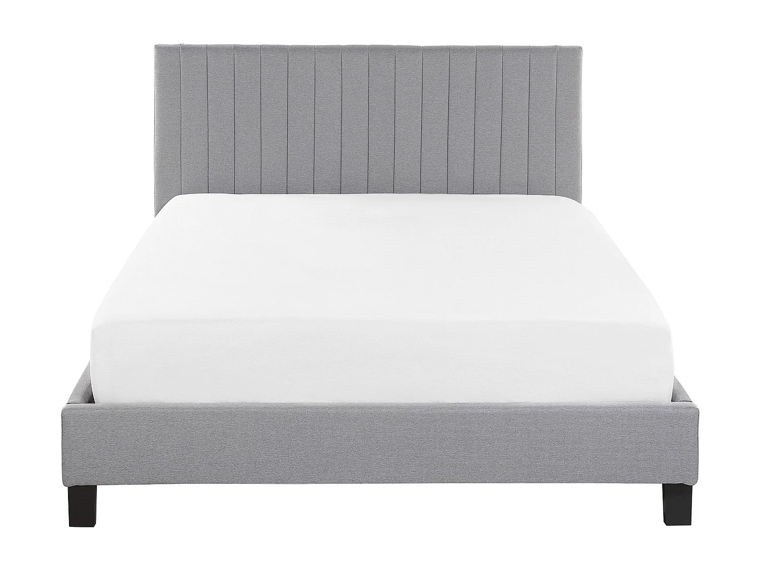 Lit avec sommier Tissu POITIERS 140 x 200 cm Gris clair