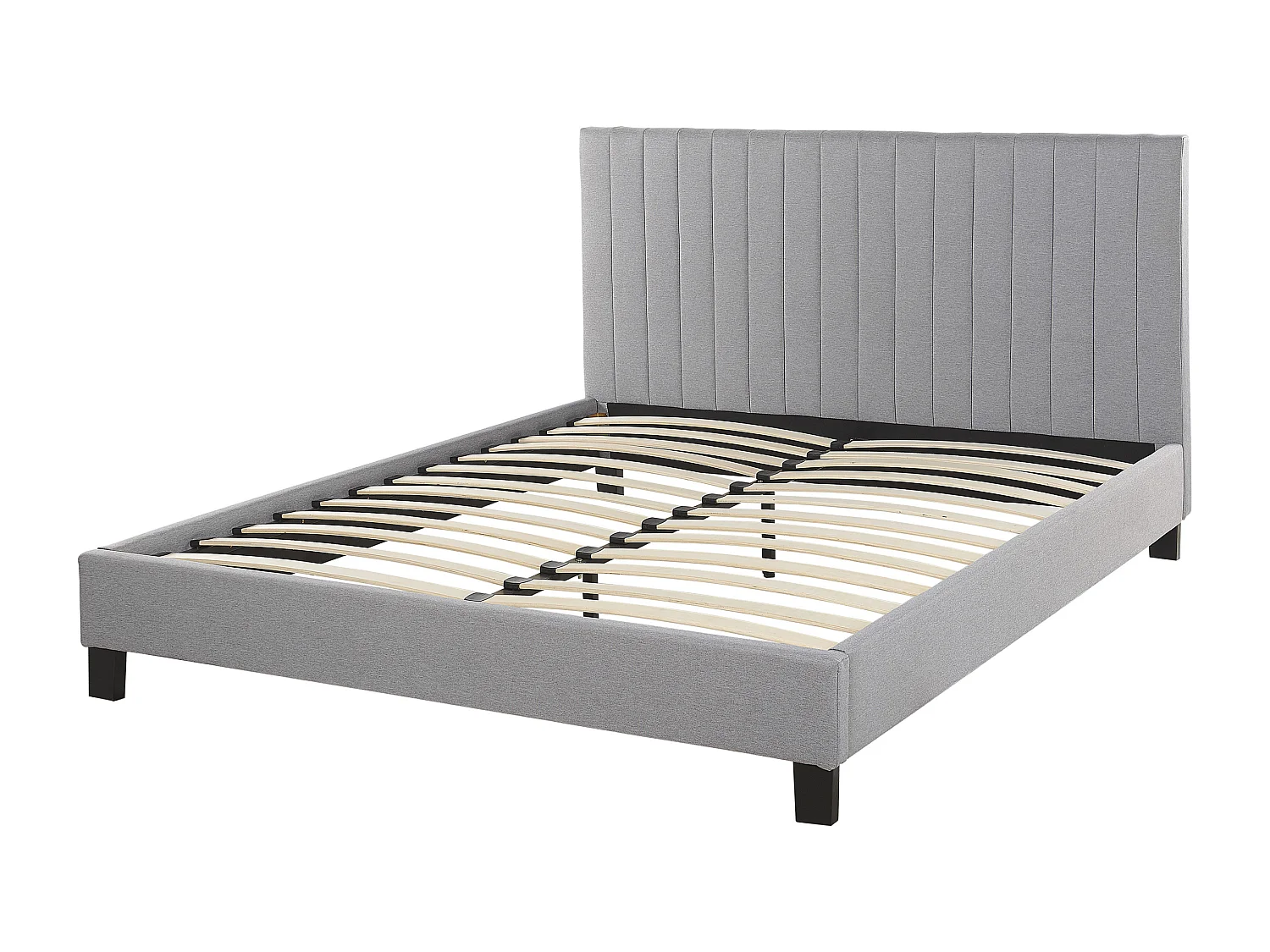 Lit avec sommier Tissu POITIERS 140 x 200 cm Gris clair