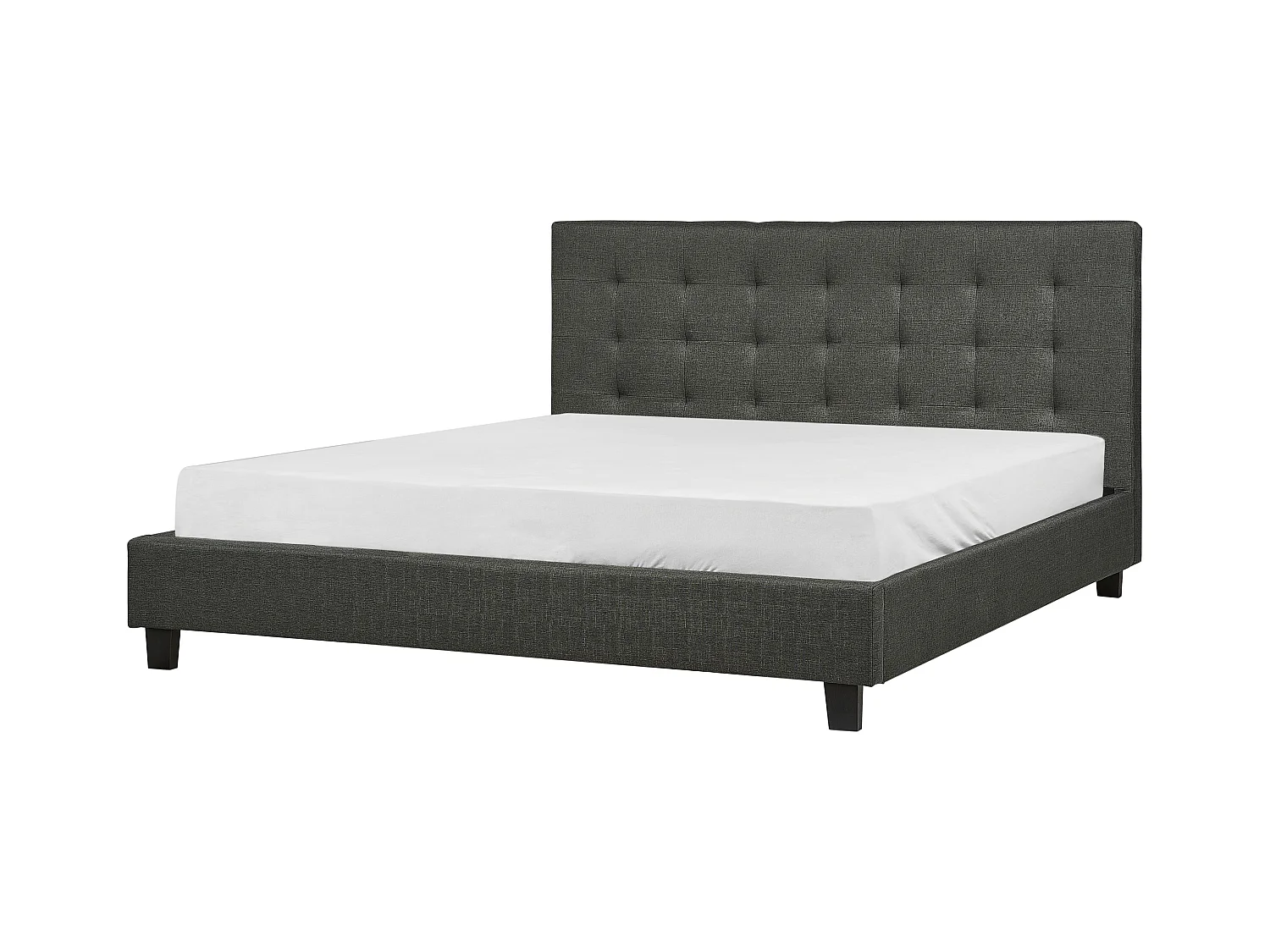 Lit avec sommier Tissu LA ROCHELLE 180 x 200 cm Gris foncé