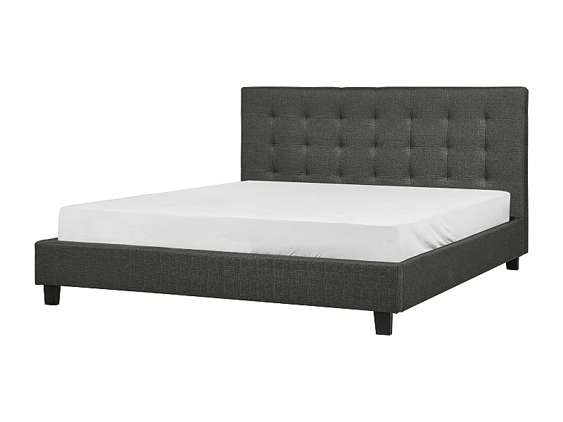 Lit avec sommier Tissu LA ROCHELLE 180 x 200 cm Gris foncé