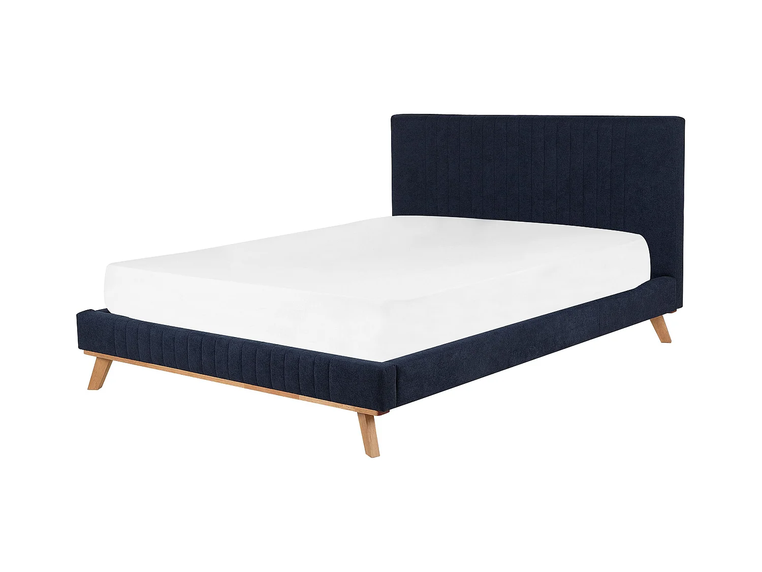 Lit avec sommier Tissu chenille TALENCE 160 x 200 cm Bleu foncé