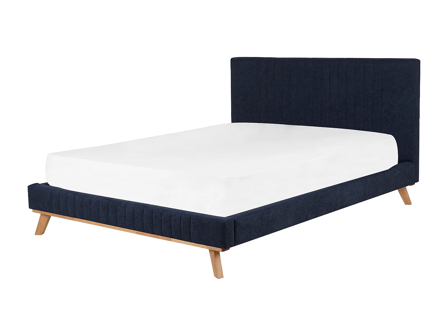 Lit avec sommier Tissu chenille TALENCE 160 x 200 cm Bleu foncé