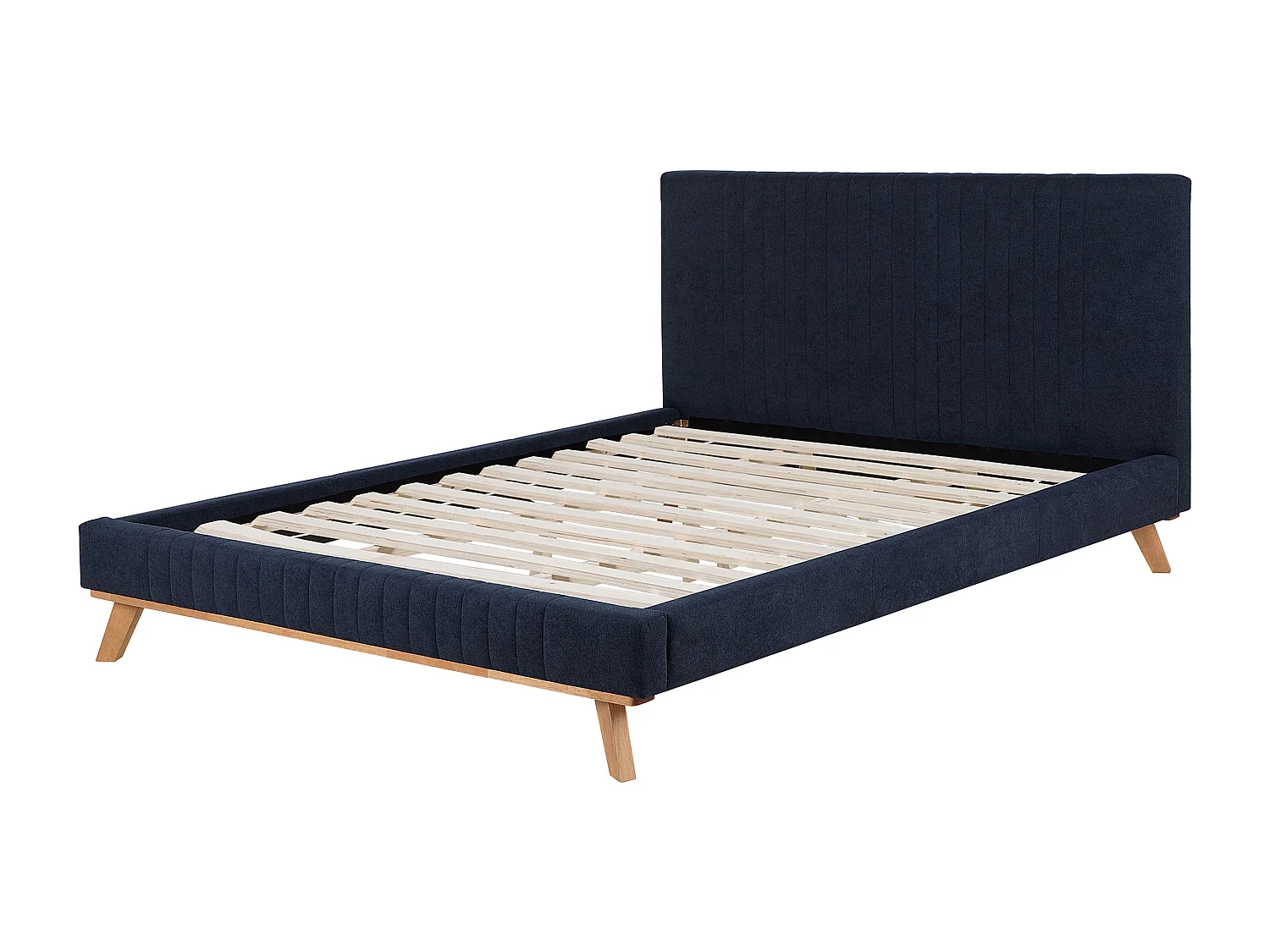 Lit avec sommier Tissu chenille TALENCE 160 x 200 cm Bleu foncé