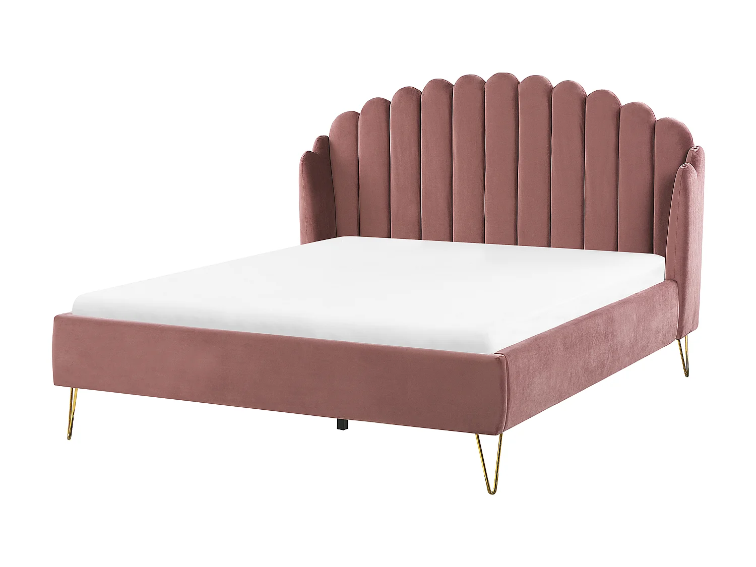 Lit avec sommier Velours AMBILLOU 160 x 200 cm Rose