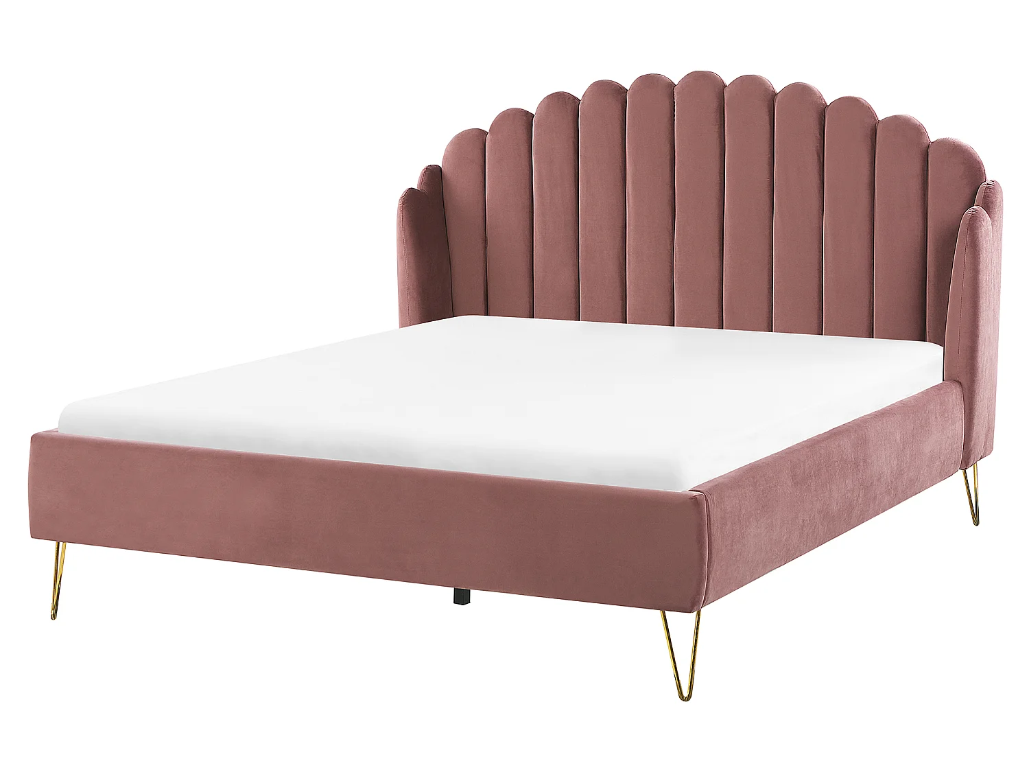 Lit avec sommier Velours AMBILLOU 160 x 200 cm Rose