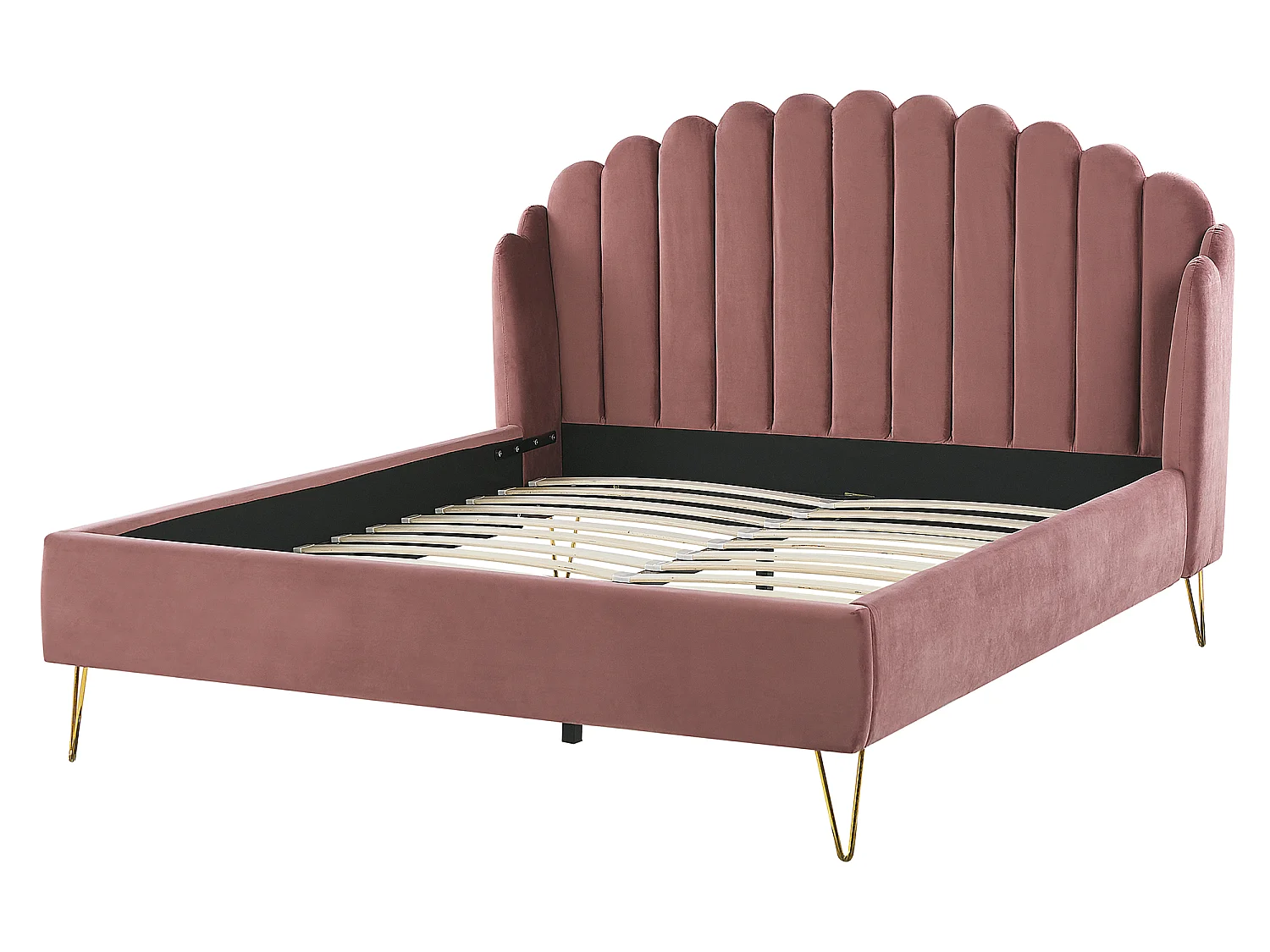 Lit avec sommier Velours AMBILLOU 160 x 200 cm Rose