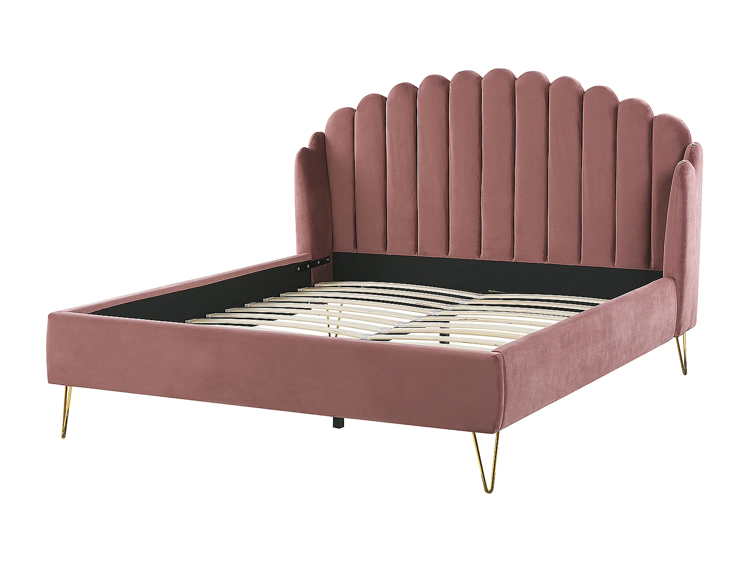 Lit avec sommier Velours AMBILLOU 160 x 200 cm Rose