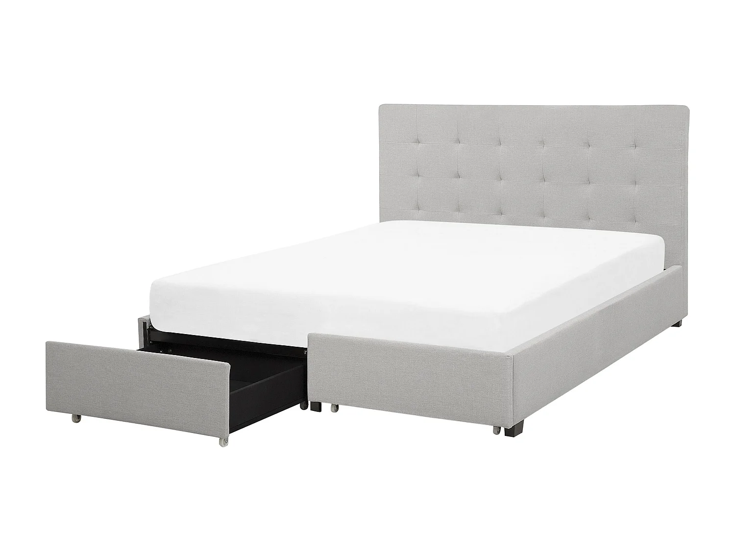 Bed met opbergladen Stof LA ROCHELLE 140 x 200 cm Lichtgrijs