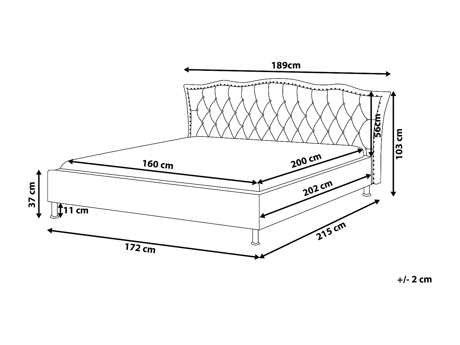 Lit avec sommier Cuir PU METZ 160 x 200 cm Blanc