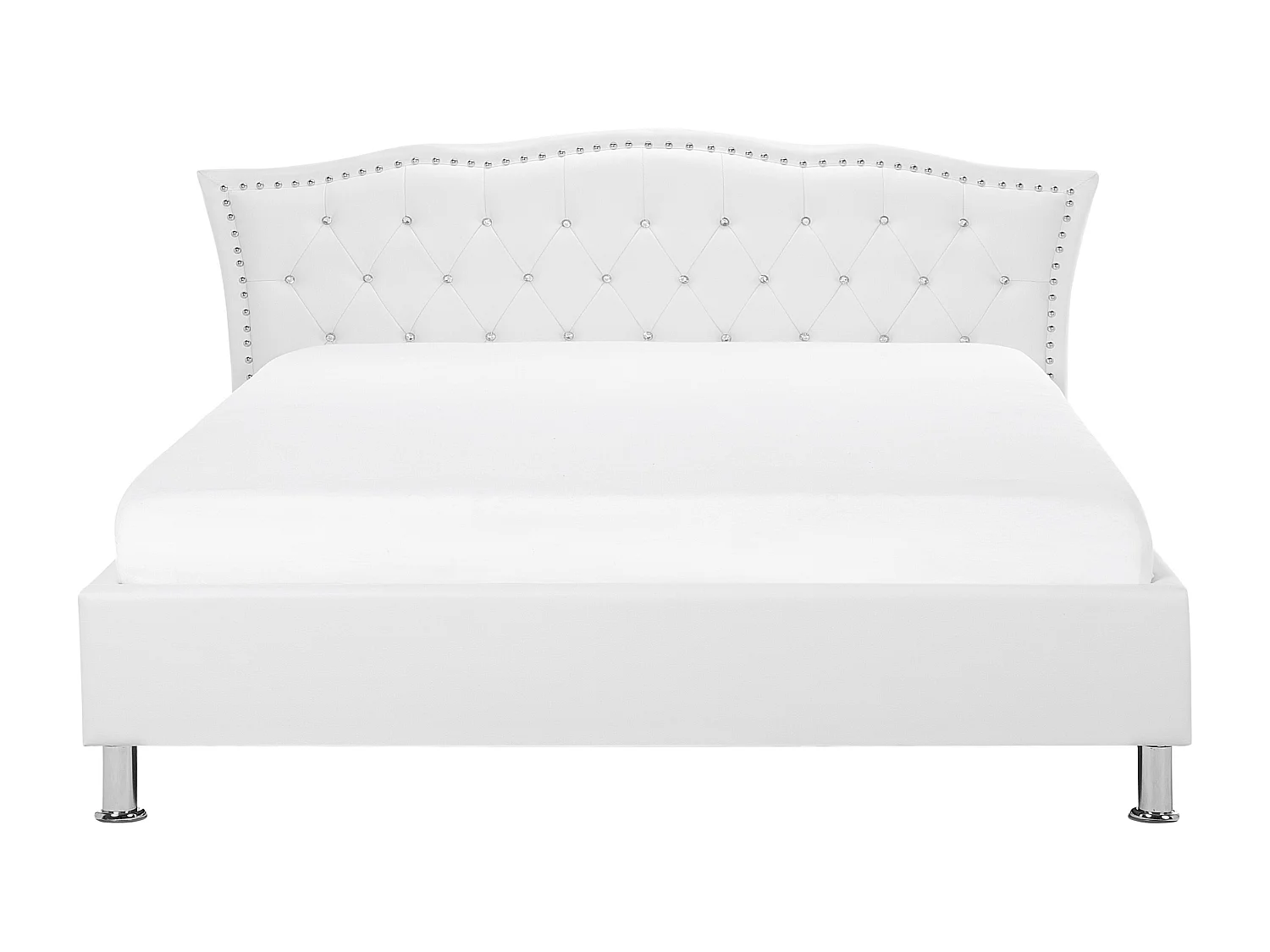 Lit avec sommier Cuir PU METZ 160 x 200 cm Blanc