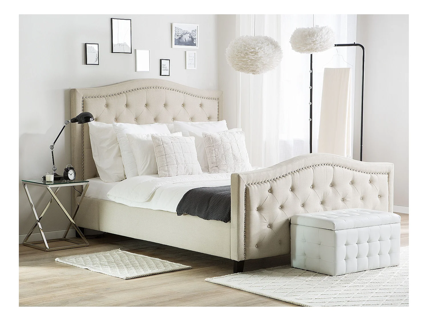 Cama Tela AUREL 160 x 200 cm Beige