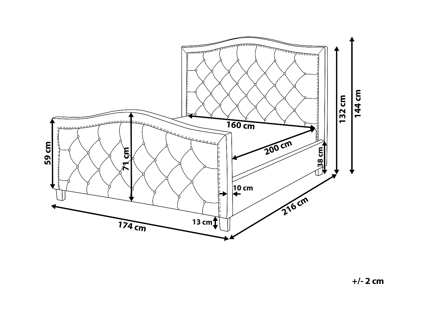 Cama Tela AUREL 160 x 200 cm Beige