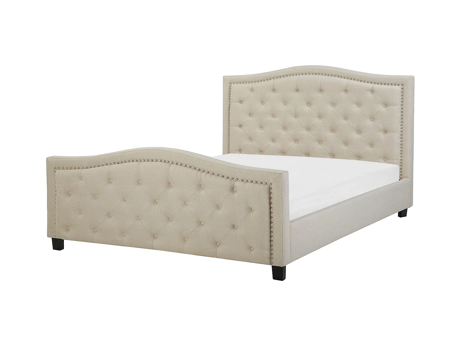 Lit avec sommier Tissu AUREL 160 x 200 cm Beige