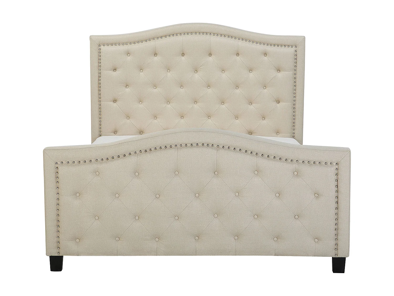 Lit avec sommier Tissu AUREL 160 x 200 cm Beige