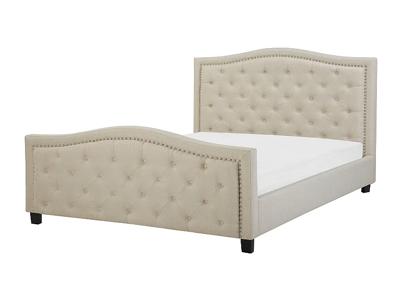Lit avec sommier Tissu AUREL 160 x 200 cm Beige