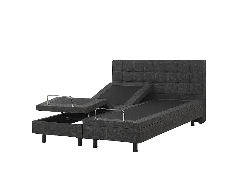 Lit réglable Tissu DUKE 160 x 200 cm Gris foncé