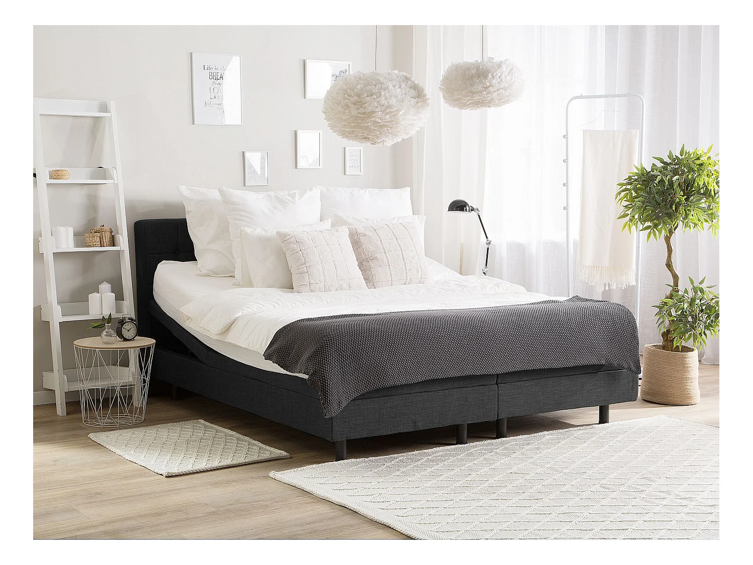 Lit réglable Tissu DUKE 160 x 200 cm Gris foncé