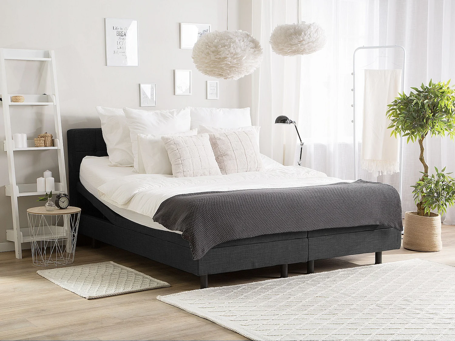 Lit réglable Tissu DUKE 160 x 200 cm Gris foncé