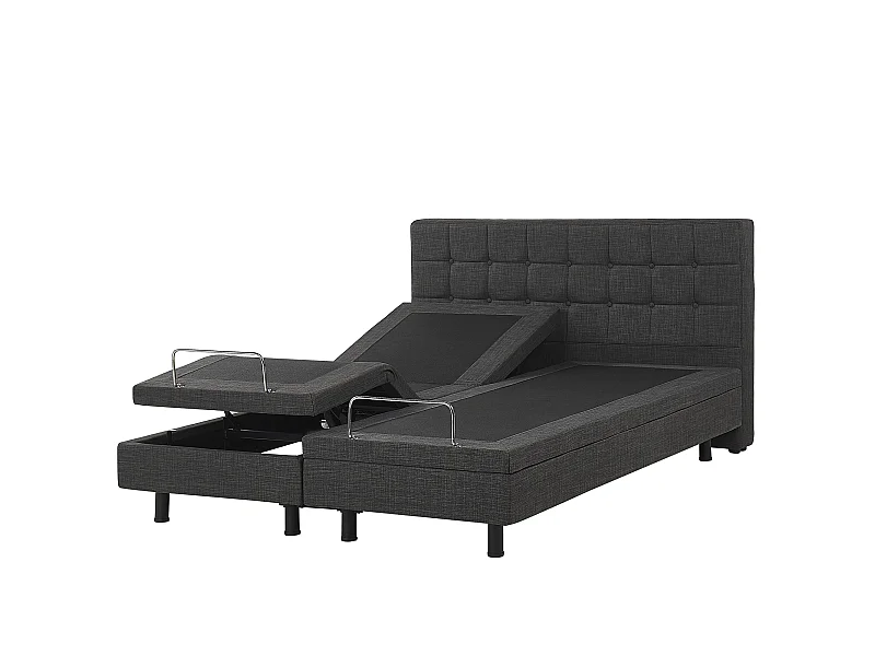 Lit réglable Tissu DUKE 160 x 200 cm Gris foncé