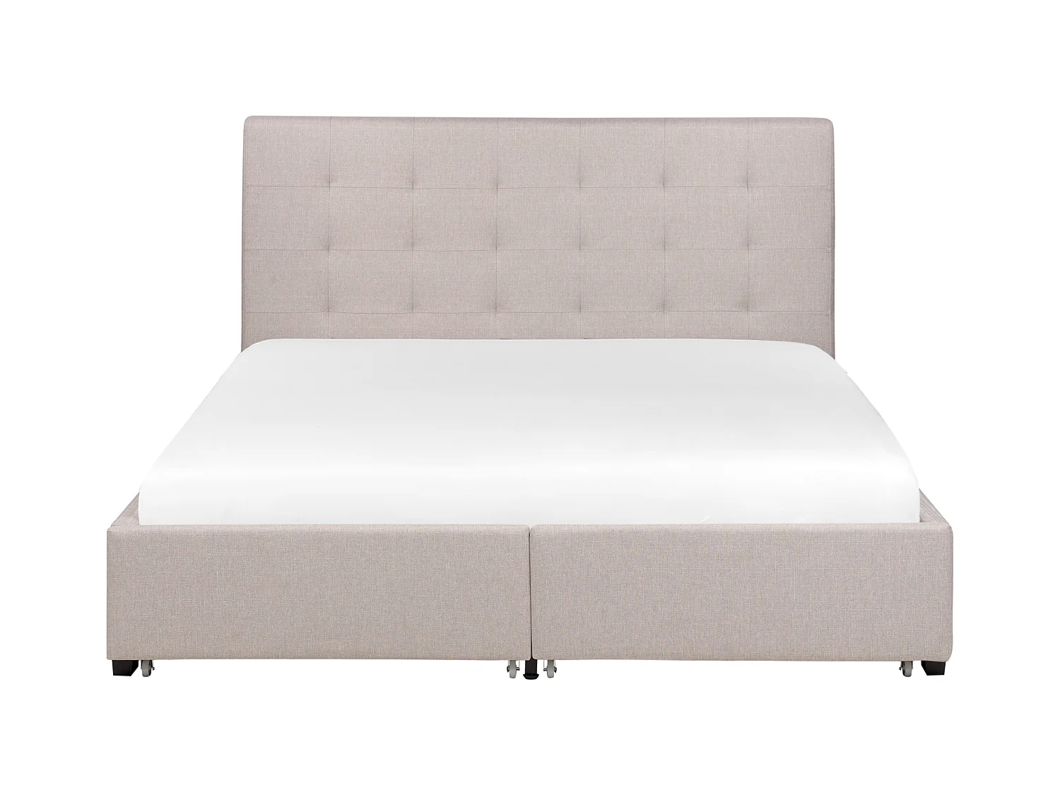 Lit avec tiroirs de rangement Tissu LA ROCHELLE 160 x 200 cm Gris clair