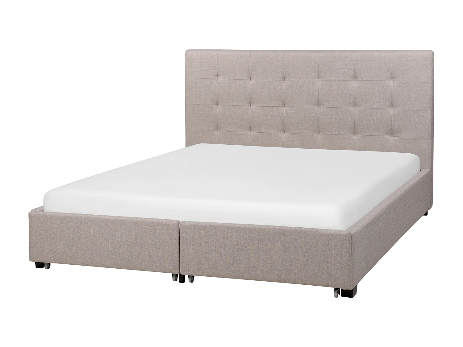 Bed met opbergladen Stof LA ROCHELLE 160 x 200 cm Lichtgrijs