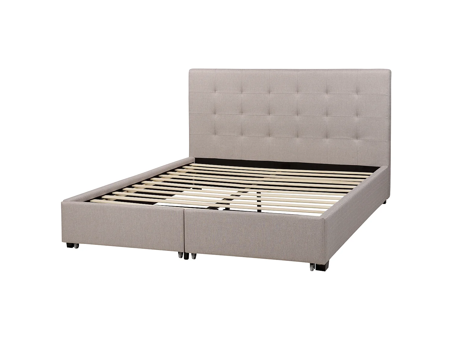 Letto con cassetti contenitori Tessuto LA ROCHELLE 160 x 200 cm Grigio chiaro