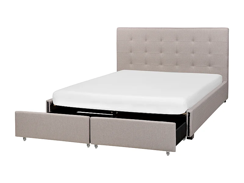 Letto con cassetti contenitori Tessuto ROCHELLE 160 x 200 cm Grigio chiaro