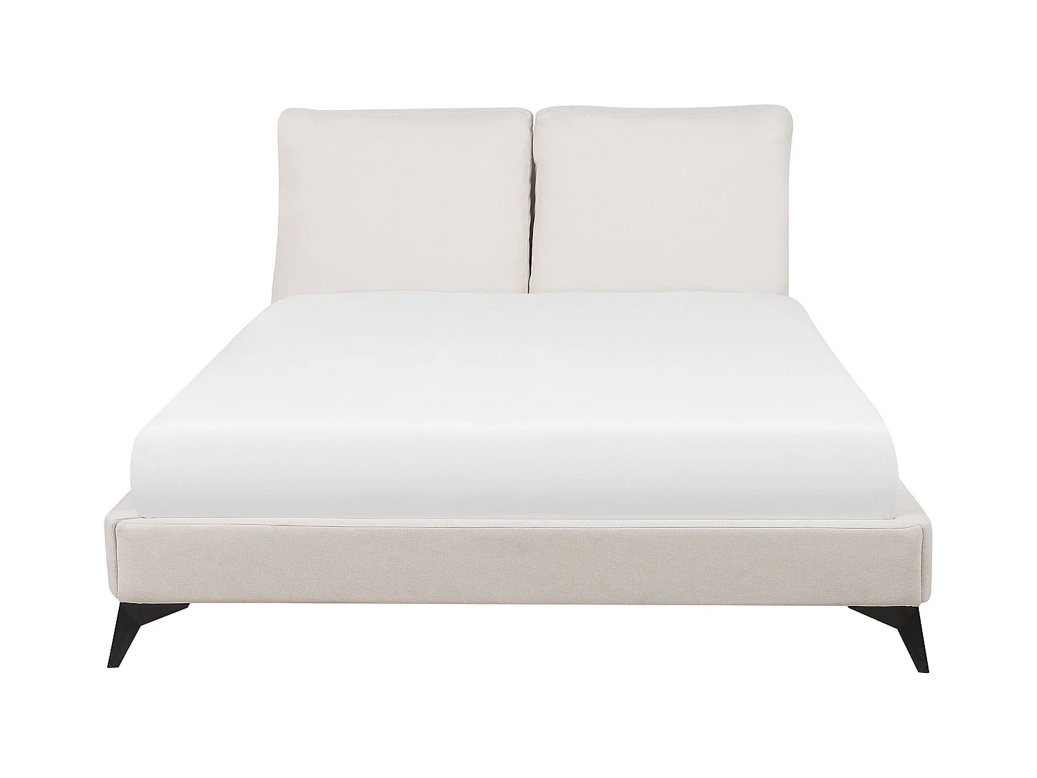 Elegantes Polsterbett in Beige Leinenoptik mit Lattenrost 140 x 200 cm Melle