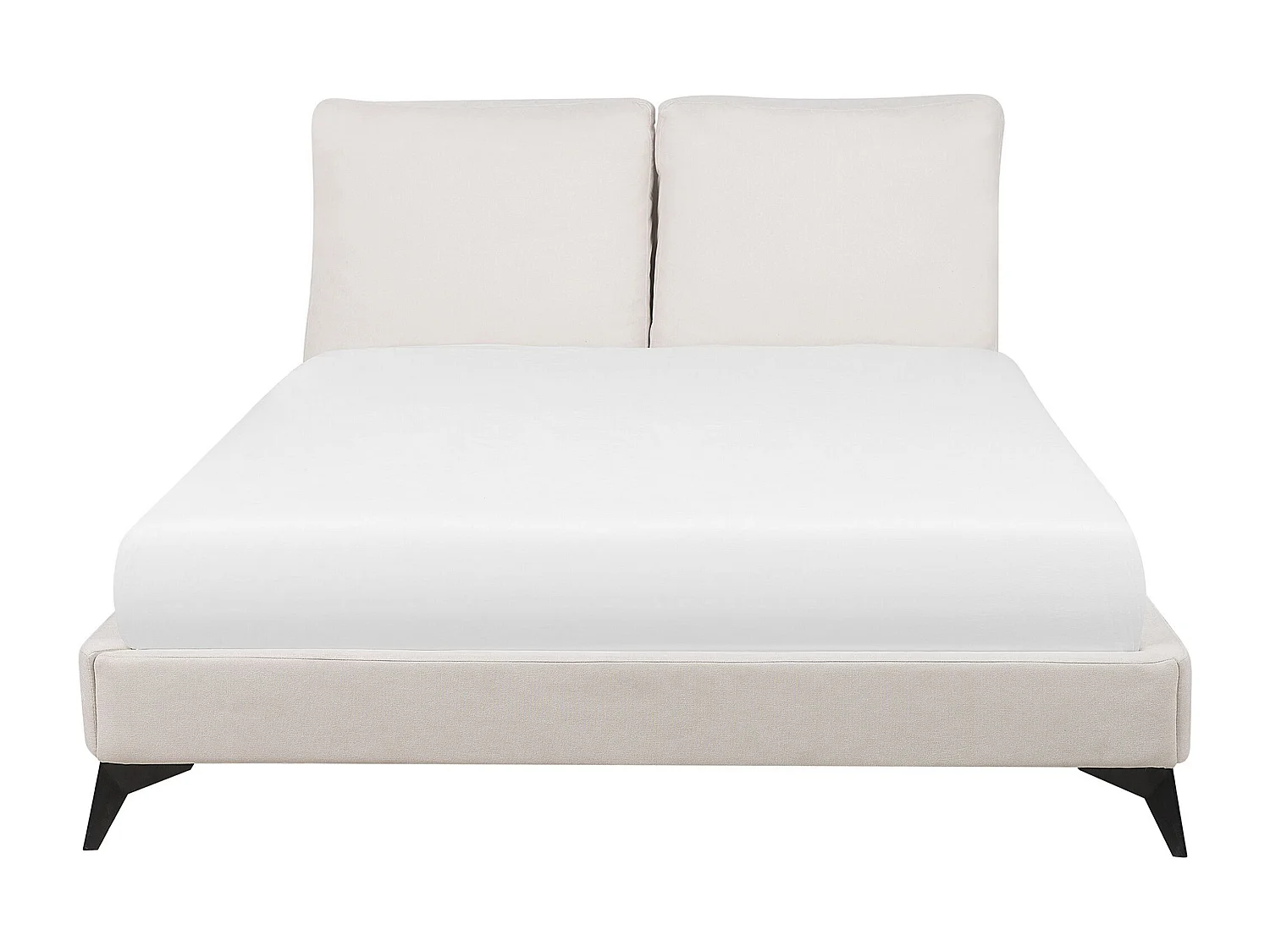 Lit avec sommier Tissu chenille MELLE 140 x 200 cm Beige clair