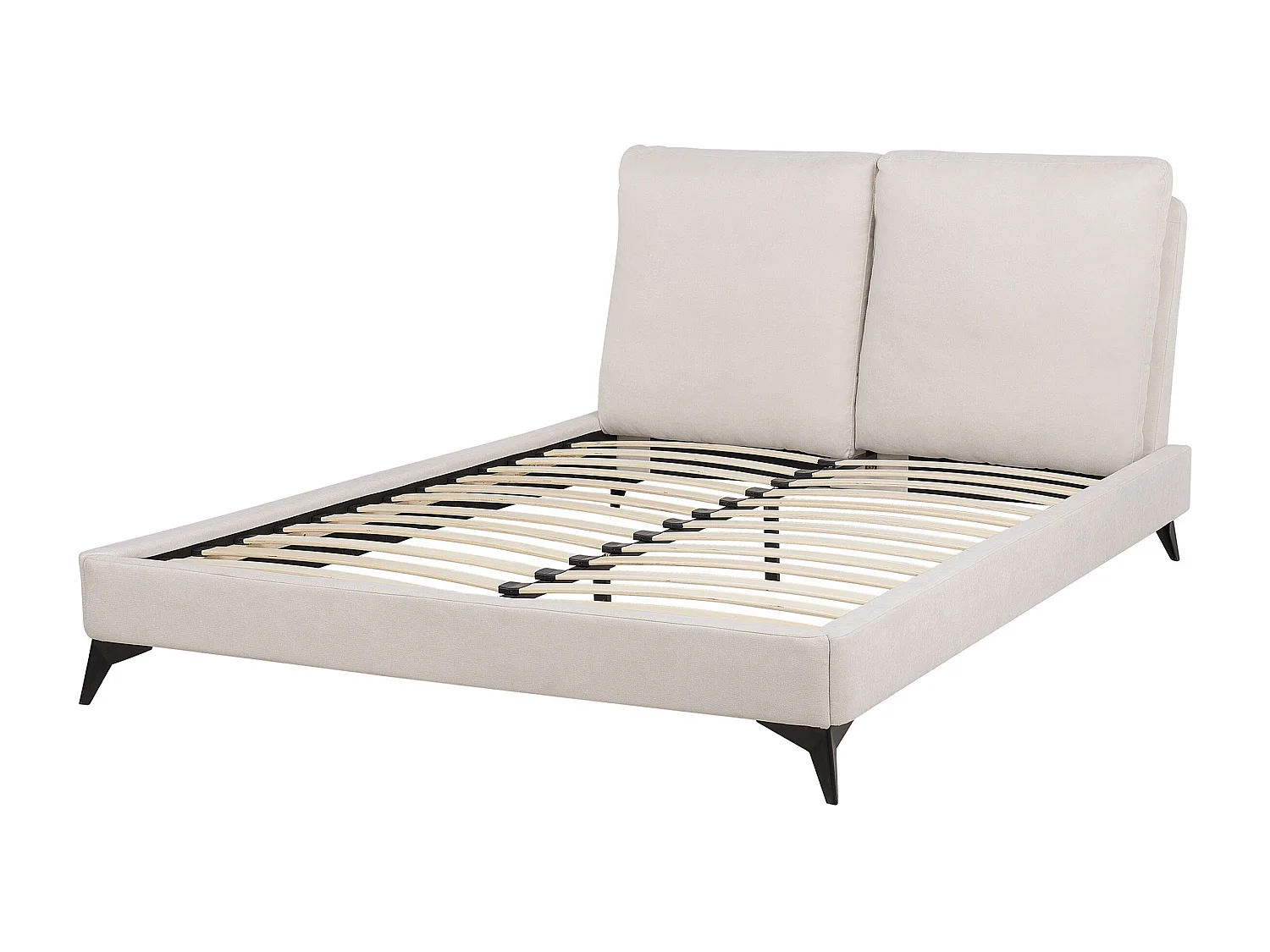 Lit avec sommier Tissu chenille MELLE 140 x 200 cm Beige clair